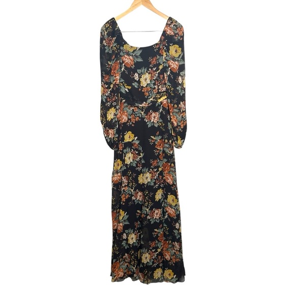 VERONICA BEARD Avani Floral Silk Chiffon Maxi Dress in Oxblood Multi Size 4 - Picture 12 of 15